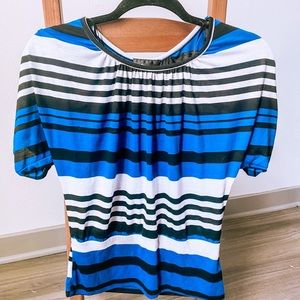 IZ Byer Striped Bubble Top Blouse
